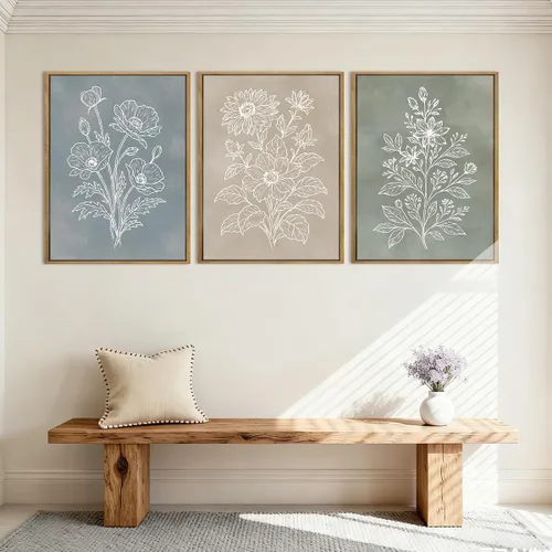 Vista 4 de Anyzal Arte botánico de pared de granja, pintura floral, arte bohemio de plantas para sala de estar, dormitorio, comedor, 12 x 16 pulgadas, juego
