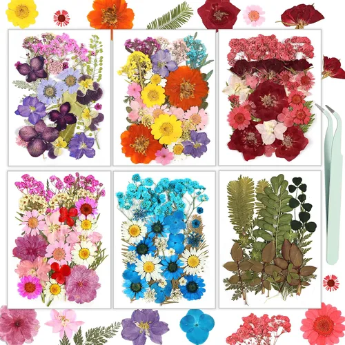 Vista 22 de Flores secas, 58 flores prensadas Resiners para manualidades Berry Red 58pcs