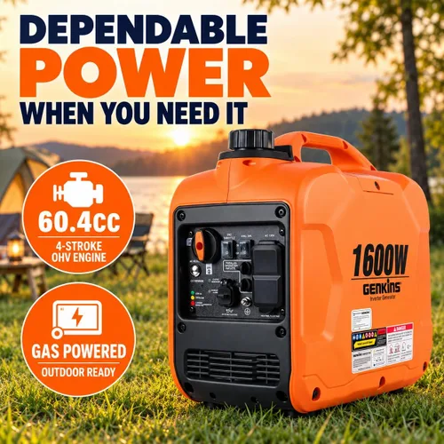 Vista 2 de Generador inversor portátil GK 1600W, bajo nivel de ruido para acampar, 26