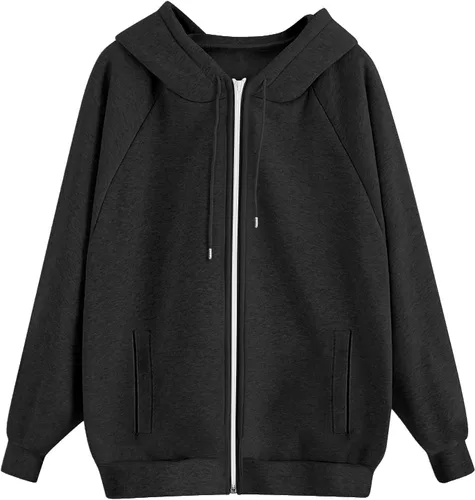 Vista 4 de JOFOW Sudaderas con capucha y cremallera para mujer 2026 Y2K 3- Negro
