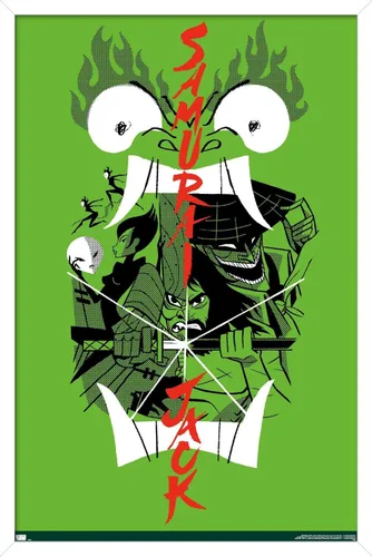 Vista 14 de Trends International Samurai Jack-Ensemble - Póster de pared, 14.725 x 22.375 pulgadas, versión enmarcada en madera de granero