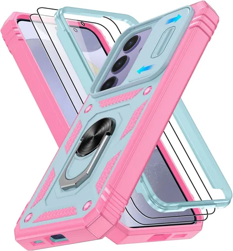 Vista 77 de Gritup Funda para Google Pixel 6 con cubierta deslizante para cámara y protector de pantalla (2 unidades), soporte de anillo giratorio 360°, funda
