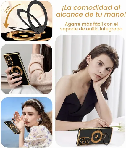 Vista 4 de Funda para Samsung Galaxy S25/S24 con soporte, color negro S24/S25 - Negro