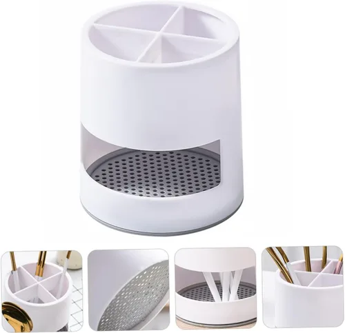 Vista 5 de SHOWERORO Soporte para palillos, almacenamiento de drenaje, caja de palillos, estante ventilado, organizador de escritorio de cocina y baño