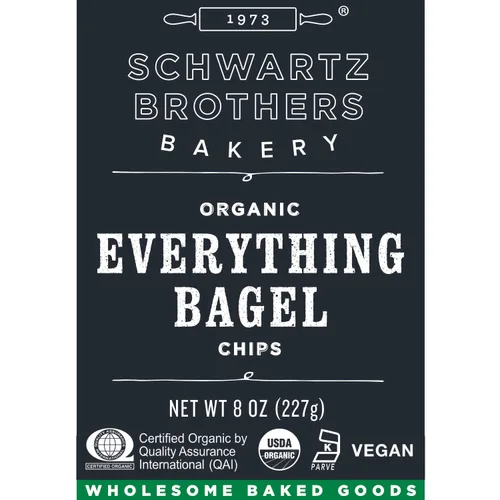 Vista 3 de Schwartz Brothers Bakery, Chips de bagel, todo, orgánico, kosher, artesanal, vegano. Recipiente recién horneado de 8 onzas (paquete de 2)