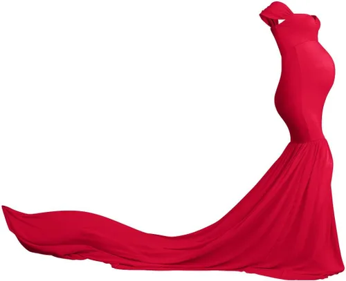 Vista 2 de Vestido de maternidad con hombros descubiertos y cuello en V para mujer, vestido largo de gasa con cuello en V y ajuste elegante, para fotografía