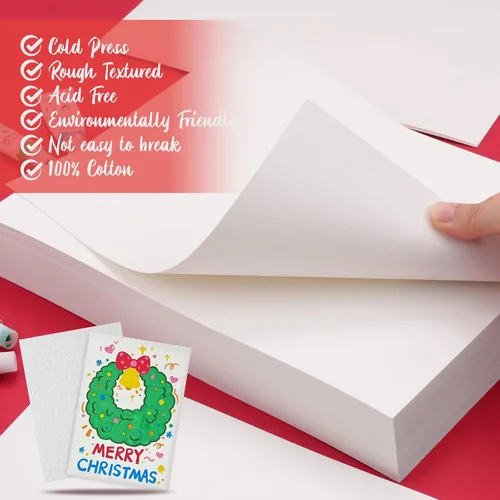 Vista 11 de 200 hojas de papel de acuarela de 5 x 7 pulgadas a granel, papel de color blanco de 140 libras/300 GSM para niños, adultos y artistas. Papeles