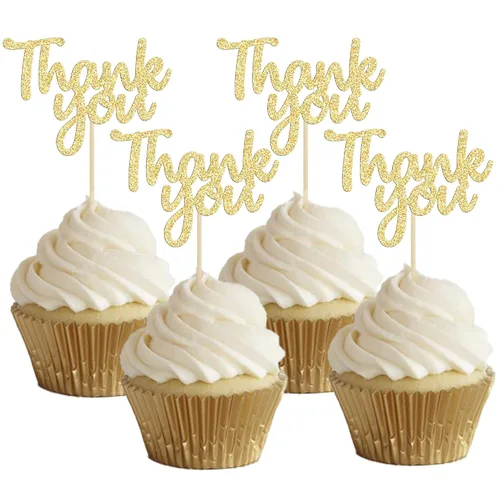 Vista 14 de Gyufise Paquete de 36 adornos para cupcakes con purpurina negra para Acción de Gracias, decoraciones para baby shower, niños y niñas, suministros
