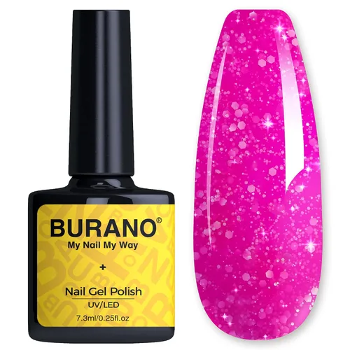 Vista 16 de BURANO Esmalte de uñas con purpurina, efecto holográfico brillante LED UV, gel de secado, sin astillas, esmalte brillante para hacer tus propias