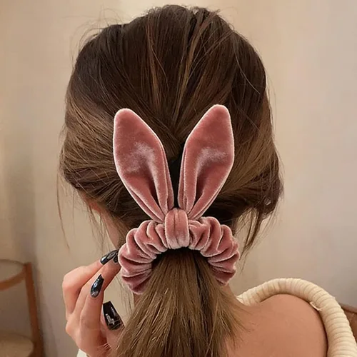 Vista 4 de SUSULU Bandas elásticas de terciopelo para el cabello, bandas para el cabello con nudo torcido, accesorios para cola de caballo, paquete de 12