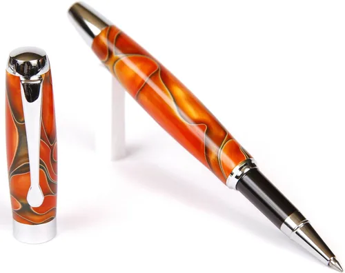 Vista 10 de Tuscany Black & Pearl Rollerball Pen - Cuerpo brillante marmoleado