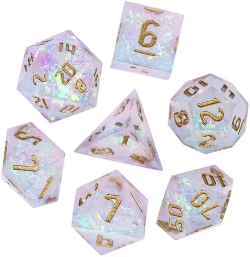 Vista 2 de Mystical Dragon Spell Sharp DND - Juego de dados con caja de dados de cuero, para Dungeons and Dragons, D&D, Sharp Edge, D20 Polyhedral Resina