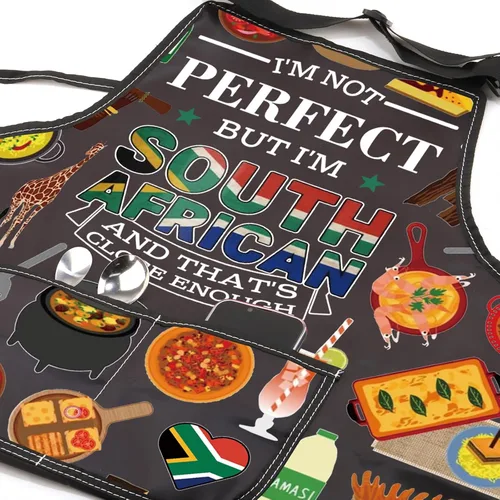 Vista 3 de JXGZSO South Africa Kitchen Apron South Africa Culture Gift South Africa Adjustable Apron South Africa Travel Souvenir Gift