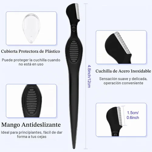 Vista 2 de Mudder - 21 fundas para recortadora de cejas, color negro Facial Shaver for Women Makeup, Multipurpose Dermaplaning Tool with Safety Guard