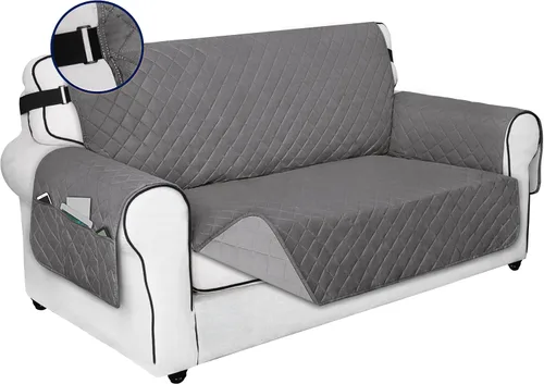 Vista 50 de PureFit Funda de sofá reversible resistente al agua, lavable a máquina, con espuma antideslizante y correa ajustable para perros, mascotas