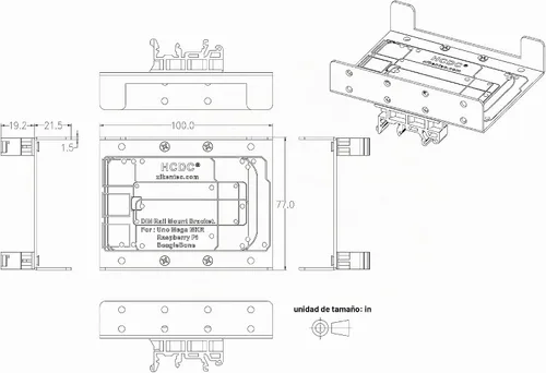 Vista 6 de Soporte de montaje en carril DIN para Raspberry Pi A+ B+2B 3B 3B+4B Zero Arduino Uno Mega Mkr BeagleBone