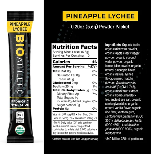Vista 3 de Mezcla de bebida de hidratación con probióticos + electrolitos, con vitaminas D y B12, USDA orgánico, certificado NSF para deporte, sutil sabor a