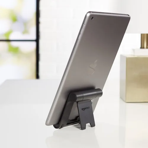 Vista 6 de Amazon Basics - Soporte portátil multiángulo para iPad, tableta, lector electrónico y teléfonos, color negro