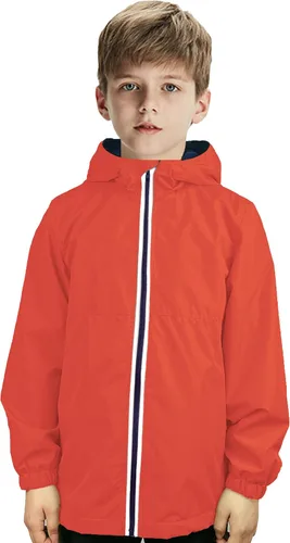 Vista 3 de Chubasqueros para niños, ligeros, impermeables, con capucha, de forro polar, rompevientos para niños