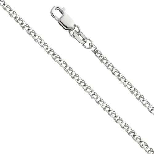 Vista 11 de The World Jewelry Center 14k REAL Yellow/White/Rose Gold Solid 2mm, 1.7mm, 1.5mm, 1.2mm Flat Open wheat Chain Necklace with Lobster Claw Clasp