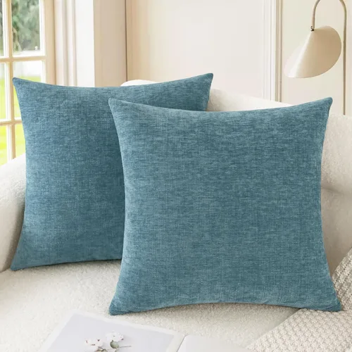 Vista 27 de CaliTime - Paquete de 2 fundas de almohada acogedoras para sofá, decoración del hogar, felpilla suave teñida sólida, 16 x 16 pulgadas, marrón Marrón