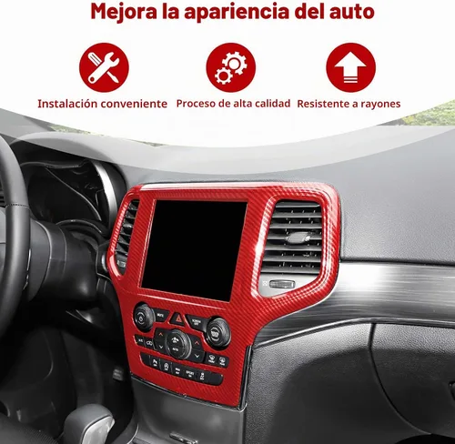 Vista 4 de Cubierta para panel de navegación con bisel central para Grand Cherokee Center Dash compatible con Jeep Grand Cherokee 2019 2020, accesorios Rojo