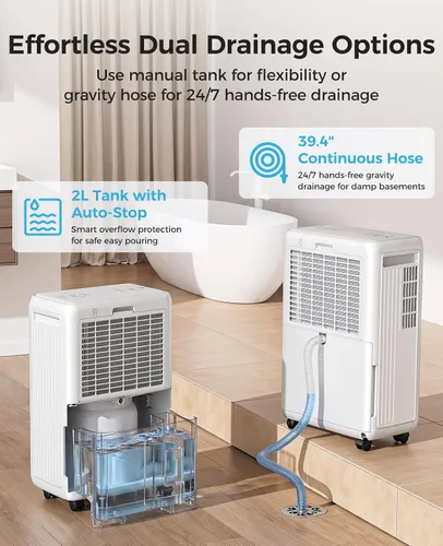 Vista 4 de 32 Pint Dehumidifier for Basement and Home, 2600 Sq Ft with Drain Hose