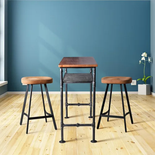 Vista 5 de Mesa de bar de 47 pulgadas de alto, mesa de bar de altura de barra, mesa de bar para sofá, mesa de centro rectangular para cocina y comedor, tubo