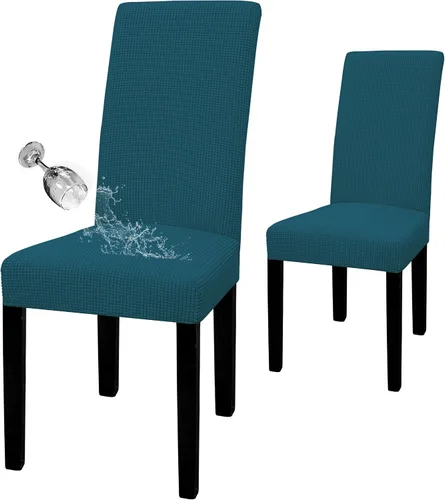 Vista 37 de Easy-Going - Juego de 2 fundas para sillas de comedor 100% impermeables, de tela Jacquard elástica, fundas protectoras removibles y lavables