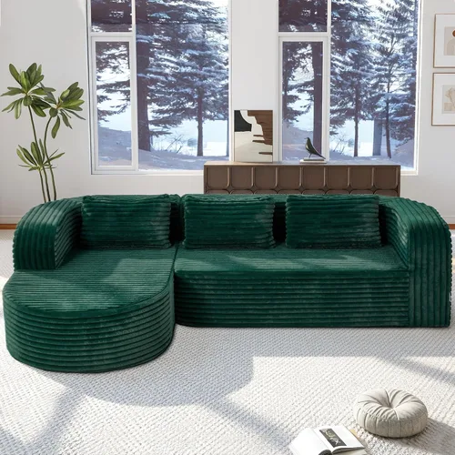 Vista 56 de Hobestluk - Sofá modular sin hueso, sofá seccional en forma de L 96" Right Facing Chaise Black,Memory Foam,Removable Cover,Non-slip Bottom,No