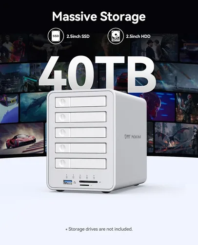 Vista 2 de ORICO Estación de acoplamiento USB-C All-Flash de 2.5 pulgadas con velocidad de transferencia de datos de 5 Gbps, compatible con SSD de 2.5