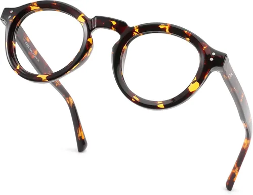 Vista 61 de Blue Light Blocking Glasses for Women Men Metal Round Frame Gris (Smoke Grey)