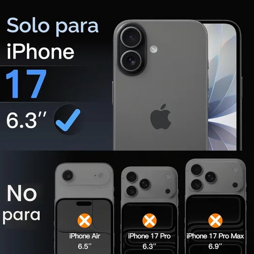 Vista 2 de JETech Protector de lente de cámara para iPhone 17, negro, paquete de 1 Vidrio templado 9H de cobertura completa, acabado de metal mate