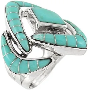 Vista 3 de Anillo turquesa en plata de ley 925 y turquesa auténtica (elige color)