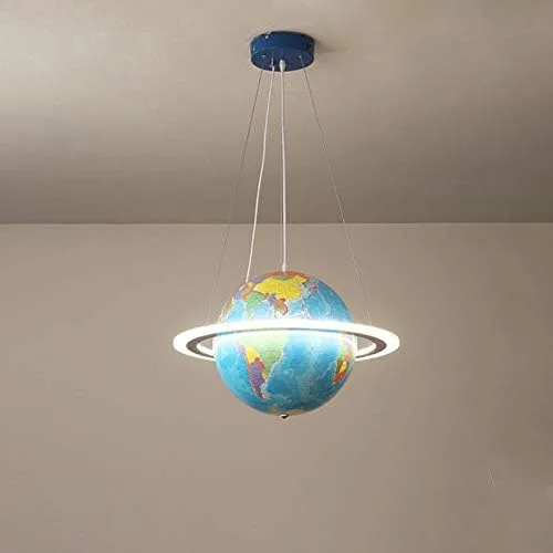 Vista 3 de LITFAD Earth Planet Kids - Lámpara colgante de techo LED, 15 pulgadas Small - 15 in / 38 cm