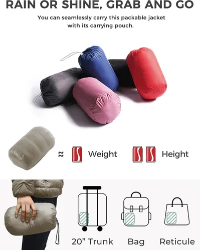Vista 4 de Wantdo - Chaqueta de plumón con capucha para mujer, corta, ultraligera y plegable