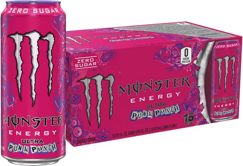 Vista 6 de Monster Energy Ultra Red White & Blue Razz, bebida energética sin azúcar, 16 onzas (paquete de 15)