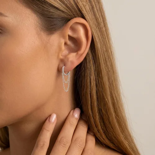Vista 2 de Reffeer - Aretes colgantes de plata esterlina 925 maciza con borla, arracadas para mujeres y adolescentes A-Plata