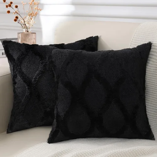 Vista 19 de decorUhome - Juego de 2 fundas de cojín decorativas para primavera de 16 x 16 pulgadas, fundas de almohada afelpadas de lana y piel sintética suave