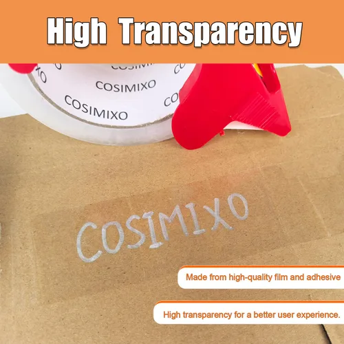 Vista 3 de COSIMIXO Cinta de embalaje transparente resistente de 2.5 mil x 1.88 pulgadas x 55 yardas, 6 rollos con dispensador, cinta de embalaje transparente