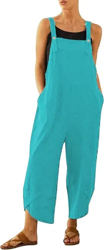 Vista 2 de Hugncmy Women Fashion Casual Solid Pocket Romper Long Playsuit Strap Button Jumpsuit Rompers for Women Winter