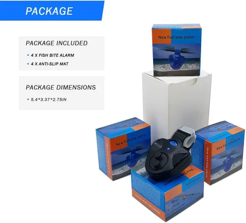 Vista 6 de 4 x Bombilla LED electrónica de pesca negra con alarma de sonido y alarma audible
