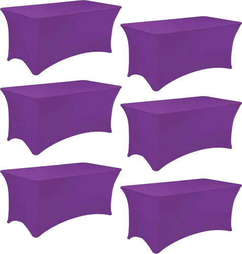 Vista 34 de Paquete de 2 manteles rectangulares de elastano de 6 pies, lavables, resistentes a las arrugas, para mesas plegables, bodas, fiestas, cumpleaños
