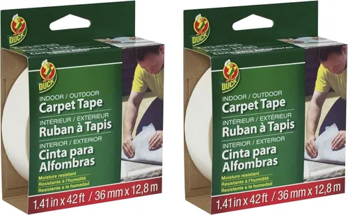 Vista 7 de Marca Duck Cinta para alfombras de interior y exterior, 1.41 pulgadas x 42 pies, blanca (286373)