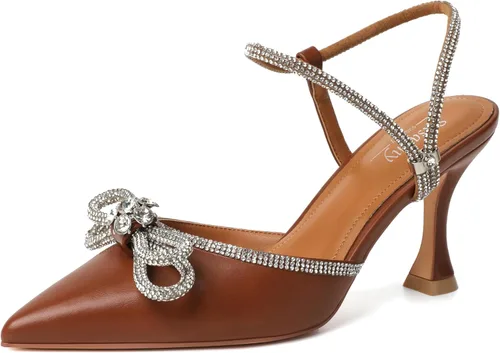 Vista 25 de Susanny - Zapatos de tacón bajo con strass para mujer, con punta puntiaguda, de tacón kitten, con cierre, ajustables, con correa, para vestido