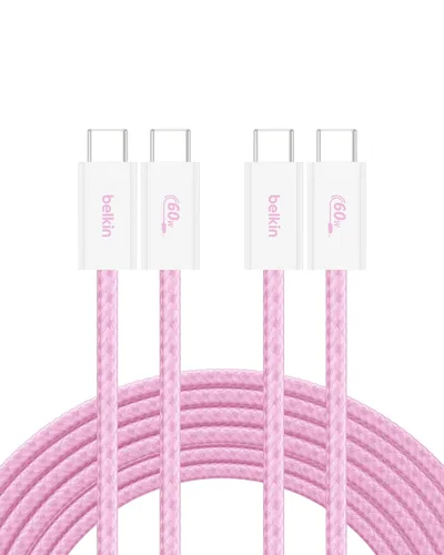 Vista 12 de Belkin Cable USB C a USB C, 3.3 pies, 60 W, cargador tipo C, cable de carga para iPhone, suave, trenzado, flexible para iPhone 16, Galaxy S25, Pixel