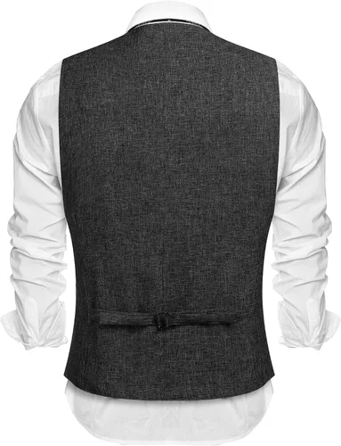Vista 2 de COOFANDY Chalecos casuales de negocios para hombre, chaleco ligero y ajustado