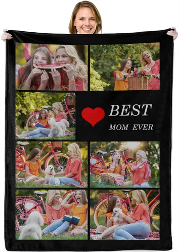 Vista 27 de Abybela Mantas personalizadas con fotos, mantas con fotos personalizadas con mis propias fotos, manta personalizada regalos para el día de la madre