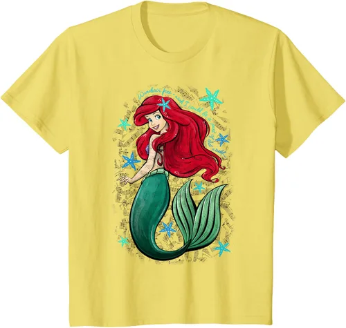 Vista 3 de Disney The Little Mermaid - Camiseta con notas musicales de Ariel, talla S Blanco
