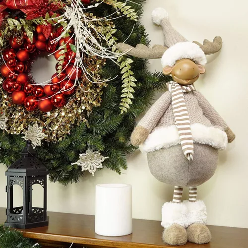 Vista 3 de Northlight Figura decorativa de mesa de Navidad de alce de pie, 24.75 pulgadas, marrón/beige